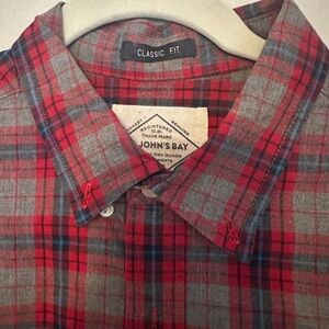 Red and Gray Plaid Men's Shirt